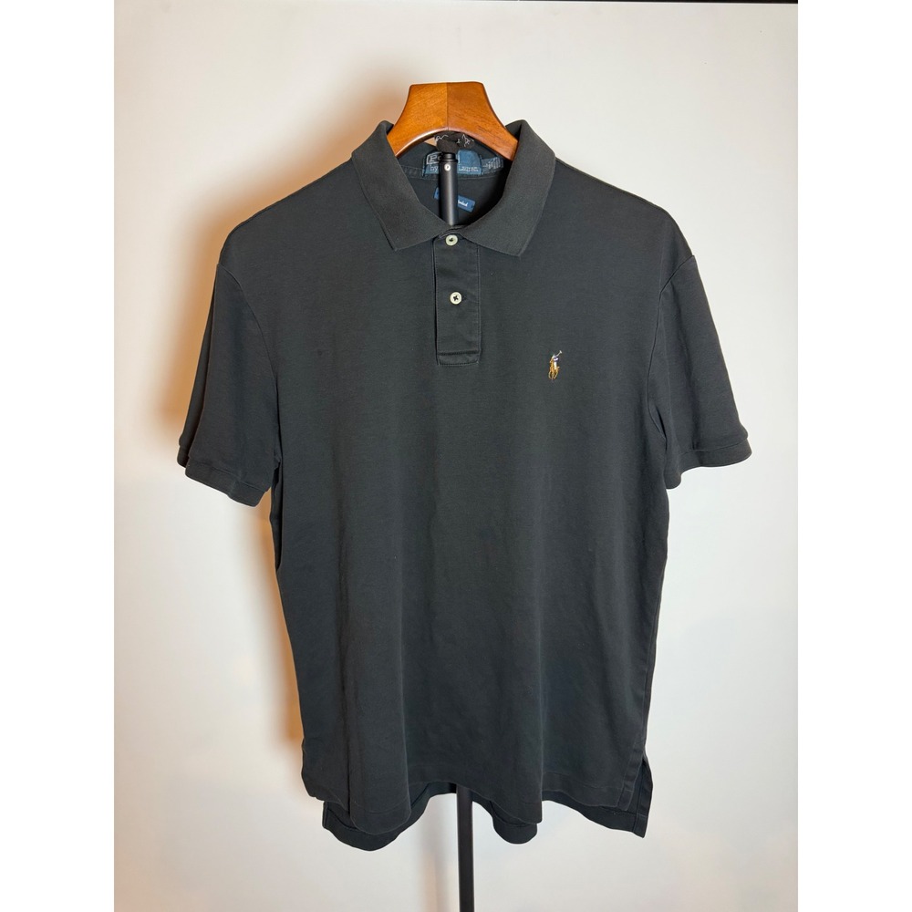 Polo Ralph Lauren Mens Black Pima Interlock Short Sleeve Polo Shirt Large L